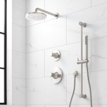Lentz Pressure Balanced Shower System with Rain Shower Head, Hand Shower, Slide Bar, Shower Arm, Hose, and Valve Trim - Rough In Included