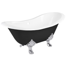 Arabella 61" Cast Iron Soaking Clawfoot Tub with Drain, Overflow and Tap Deck