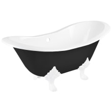 Arabella 61" Cast Iron Soaking Clawfoot Tub with Drain, Overflow and Tap Deck