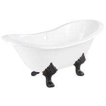 Arabella 61" Cast Iron Soaking Clawfoot Tub with Included Overflow Drain and 7" Rim Holes