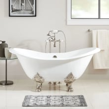 Arabella 61" Cast Iron Soaking Clawfoot Tub with Included Overflow Drain and Tap Deck