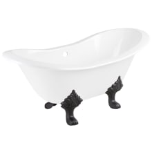 Arabella 72" Cast Iron Soaking Clawfoot Tub with Included Overflow Drain and 7" Rim Holes
