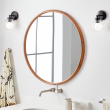 Novak 34" Diameter Modern Circular Wood Framed Bathroom Wall Mirror