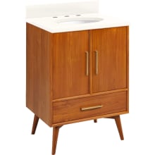Novak 24" Freestanding Teak Single Basin Vanity Set with Cabinet, Vanity Top, and Oval Undermount Sink - 8" Faucet Holes