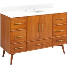 Novak 48" Freestanding Teak Single Basin Vanity Set with Cabinet, Vanity Top, and Oval Undermount Sink - 8" Faucet Holes