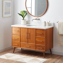 Novak 48" Freestanding Teak Single Basin Vanity Set with Cabinet, Vanity Top, and Oval Undermount Sink - No Faucet Holes