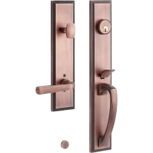 Aurick Left Handed Solid Brass Keyed Entry Door Lever Set with 2-3/8" Backset