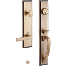 Aurick Left Handed Solid Brass Keyed Entry Door Lever Set with 2-3/4" Backset