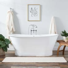 Kateryn 67" Cast Iron Soaking Freestanding Tub in White with Included Overflow Drain