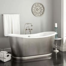 Dorset 66" Cast Iron Soaking Double Slipper Freestanding Tub with Drain and Overflow