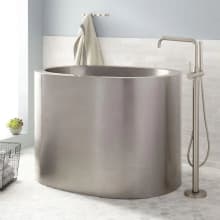 Raksha 48" Stainless Steel Japanese Soaking Tub with Pre-Drilled Overflow Hole - Less Drain