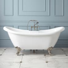 Rosalind 63" Acrylic Soaking Clawfoot Tub with Pre-Drilled Overflow Hole, Imperial Feet and Tap Deck - Less Drain