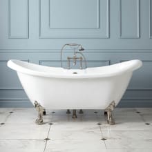 Rosalind 69" Acrylic Soaking Clawfoot Tub with Pre-Drilled Overflow Hole, Lion Paw Feet and Tap Deck - Less Drain