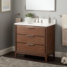 Hytes 36" Freestanding Mahogany Single Basin Vanity Set with Cabinet, Vanity Top, and Oval Undermount Sink - 8" Faucet Holes