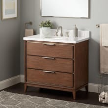 Hytes 36" Freestanding Mahogany Single Basin Vanity Set with Cabinet, Vanity Top, and Oval Undermount Sink - 8" Faucet Holes
