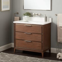 Hytes 36" Freestanding Mahogany Single Basin Vanity Set with Cabinet, Vanity Top, and Rectangular Undermount Sink - No Faucet Holes