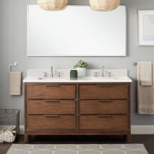 Hytes 60" Freestanding Mahogany Double Basin Vanity Set with Cabinet, Vanity Top, and Rectangular Undermount Sink - 8" Faucet Holes