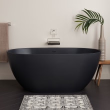 Catino 66" Solid Surface Soaking Freestanding Tub with Integrated Drain and Overflow - Matte Black / Matte Black