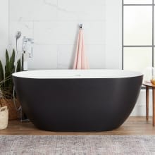 Catino 66" Solid Surface Soaking Freestanding Tub with Integrated Drain and Overflow - Matte Black / Matte White