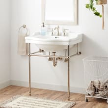 Cierra 30" Vitreous China Console Sink with Brass Stand and 3 Faucet Holes at 8" Centers