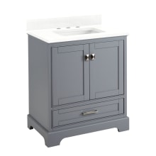 Quen 30" Freestanding Single Basin Vanity Set with Cabinet, Vanity Top, and Rectangular Undermount Sink - 8" Faucet Holes