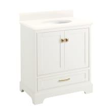 Quen 30" Freestanding Single Basin Vanity Set with Cabinet, Vanity Top, and Oval Undermount Sink - No Faucet Holes