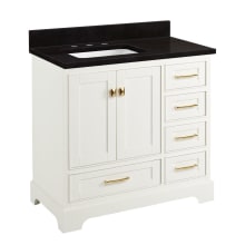 Quen 36" Freestanding Single Basin Vanity Set with Cabinet, Vanity Top, and Rectangular Undermount Sink - 8" Faucet Holes