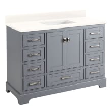 Quen 48" Freestanding Single Basin Vanity Set with Cabinet, Vanity Top, and Rectangular Undermount Sink - No Faucet Holes