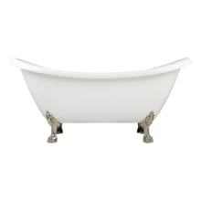 Rosalind 63" Acrylic Soaking Clawfoot Tub with Pre-Drilled Overflow Hole, Lion Paw Feet and Rolled Rim - Less Drain