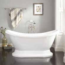 Rosalind 63" Acrylic Pedestal Soaking Tub with Included Overflow Drain and Rolled Rim