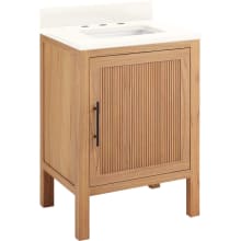 Ayanna 24" Freestanding Mindi Wood Single Basin Vanity Set with Cabinet, Vanity Top and Rectangular Undermount Sink - 8" Faucet Holes