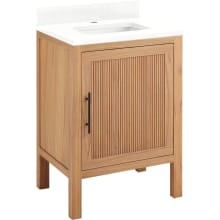 Ayanna 24" Freestanding Mindi Wood Single Basin Vanity Set with Cabinet, Vanity Top and Rectangular Undermount Sink - Single Faucet Hole