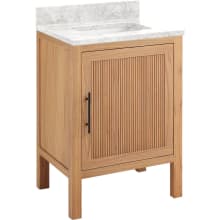 Ayanna 24" Freestanding Mindi Wood Single Basin Vanity Set with Cabinet, Vanity Top and Rectangular Undermount Sink - No Faucet Holes