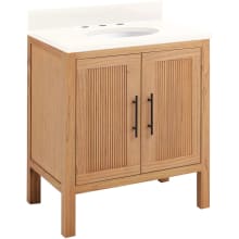 Ayanna 30" Freestanding Mindi Wood Single Basin Vanity Set with Cabinet, Vanity Top and Oval Undermount Sink - 8" Faucet Holes