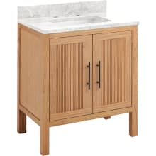 Ayanna 30" Freestanding Mindi Wood Single Basin Vanity Set with Cabinet, Vanity Top and Rectangular Undermount Sink - 8" Faucet Holes