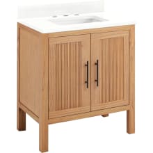 Ayanna 30" Freestanding Mindi Wood Single Basin Vanity Set with Cabinet, Vanity Top and Rectangular Undermount Sink - 8" Faucet Holes