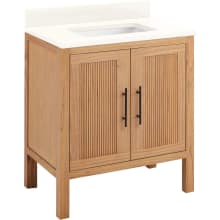 Ayanna 30" Freestanding Mindi Wood Single Basin Vanity Set with Cabinet, Vanity Top and Rectangular Undermount Sink - No Faucet Holes