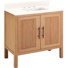Ayanna 36" Freestanding Mindi Wood Single Basin Vanity Set with Cabinet, Vanity Top and Rectangular Undermount Sink - 8" Faucet Holes