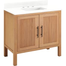 Ayanna 36" Free Standing Single Vanity Set with Mindi Wood Cabinet, Vanity Top and Rectangular Undermount Vitreous China Sink - 8" Faucet Holes