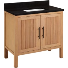 Ayanna 36" Freestanding Mindi Wood Single Basin Vanity Set with Cabinet, Vanity Top and Rectangular Undermount Sink - No Faucet Holes