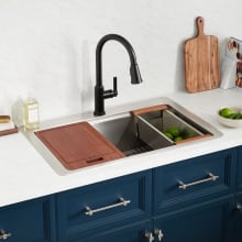 Melbrook 33" Drop In Single Basin Stainless Steel Workstation Kitchen Sink with Single Faucet Hole and Accessories