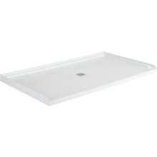 64" x 36" Three Wall Alcove Shower Base with Single Threshold and Center Drain Opening - Drain Included