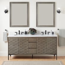 Devora 72" Freestanding Double Basin Vanity Set with Cabinet, Vanity Top, and Oval Undermount Sinks - 8" Faucet Holes