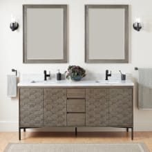 Devora 72" Freestanding Double Basin Vanity Set with Cabinet, Vanity Top, and Rectangular Undermount Sinks - Single Faucet Holes