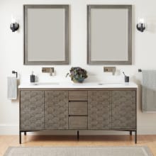 Devora 72" Freestanding Double Basin Vanity Set with Cabinet, Vanity Top, and Rectangular Undermount Sinks - No Faucet Holes