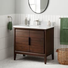 Aliso 36" Freestanding Teak Single Basin Vanity Set with Cabinet, Vanity Top, and Rectangular Undermount Sink - Single Faucet Hole