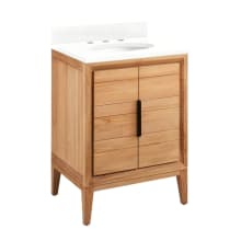 Aliso 24" Freestanding Teak Single Basin Vanity Set with Cabinet, Vanity Top, and Oval Undermount Sink - 8" Widespread Faucet Holes