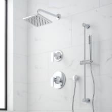 Berwyn Pressure Balanced Shower System with Rain Shower Head, Slide Bar, Hand Shower, Hose, Valve Trim and Diverter - Rough In Included