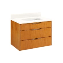 Dita 30" Wall Mounted Single Basin Vanity Set with Poplar Cabinet, Quartz Vanity Top, and Undermount Sink