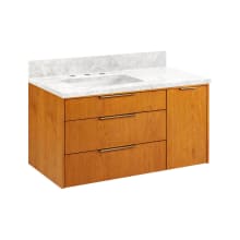 Dita 42" Wall Mounted Single Basin Vanity Set with Cabinet, Vanity Top, and Offset Rectangular Undermount Sink - 8" Faucet Holes
